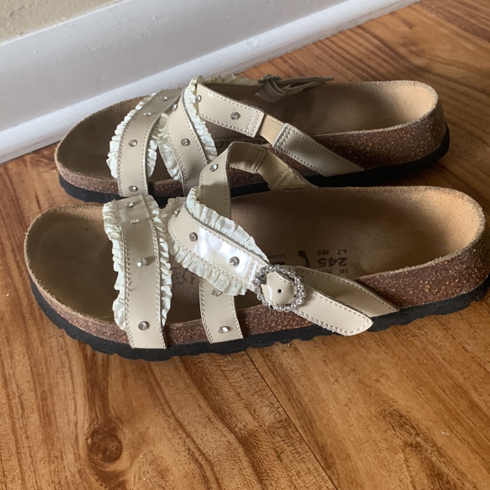 Elegant Cream Sandals with Studded Straps
